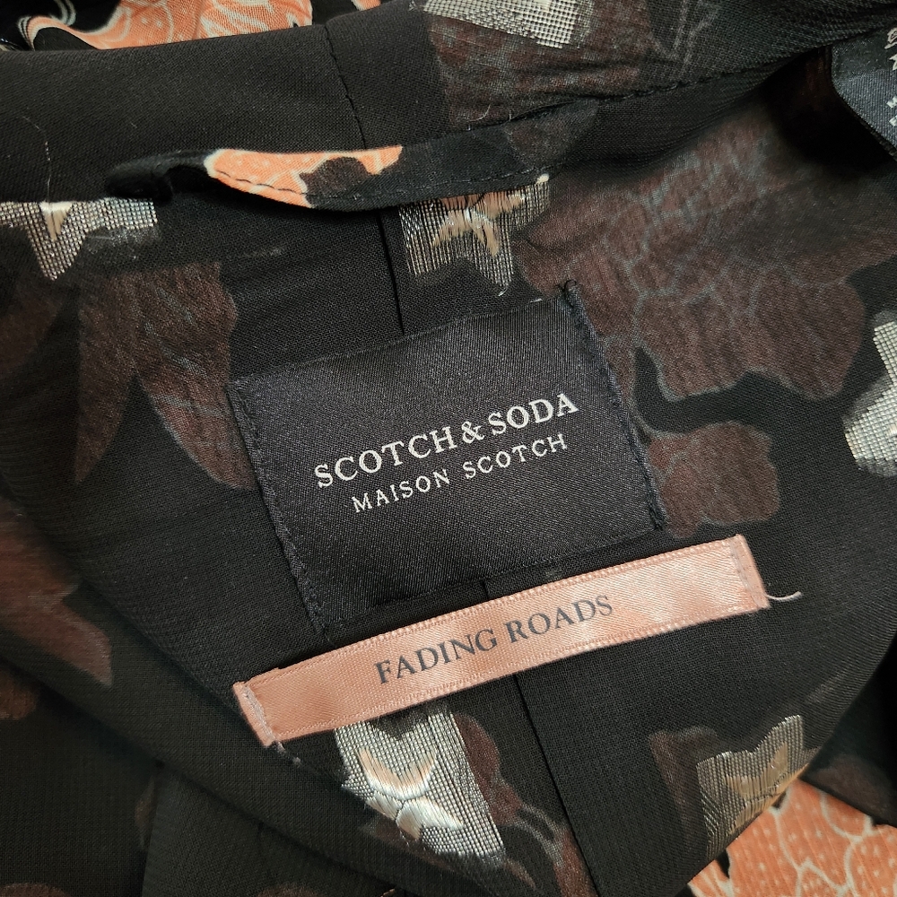Scotch & Soda Fading Roads Lightweight Black Floral Print Duster Jacket Kimono - Picture 3 of 9